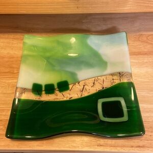 Mid-Century Modern Fused Glass Plate